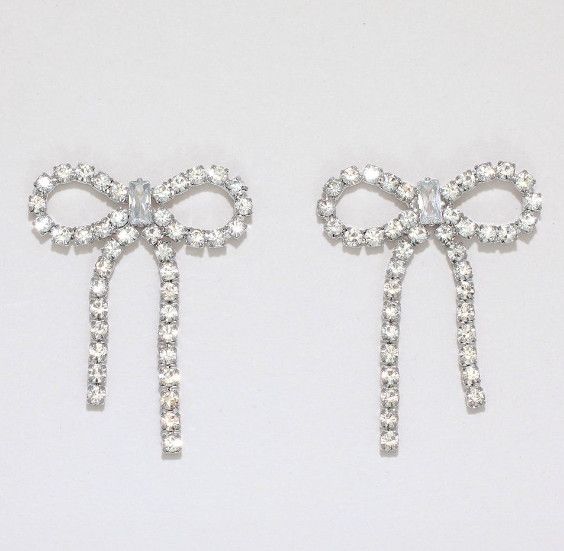 Crystal Ribbon Bows Earrings