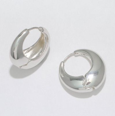 Silver Polished Huggie Earrings