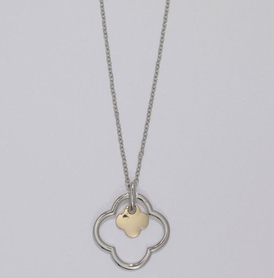Two-Tone Clover Pendant Necklace
