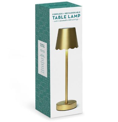 LED Table Lamp with Scalloped Edge Shade Gold