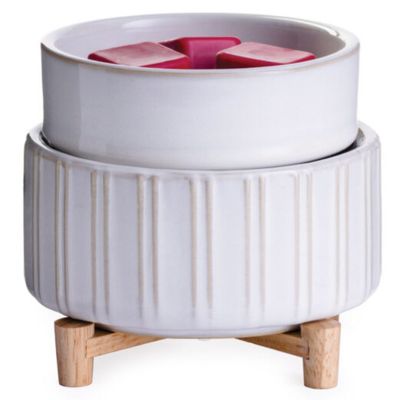 2-in-1 Classic Candle Warmer | Ceramic &amp; Wood
