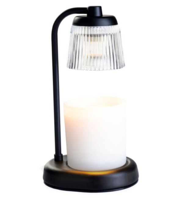 Fluted Glass Candle Warmer Lamp Black
