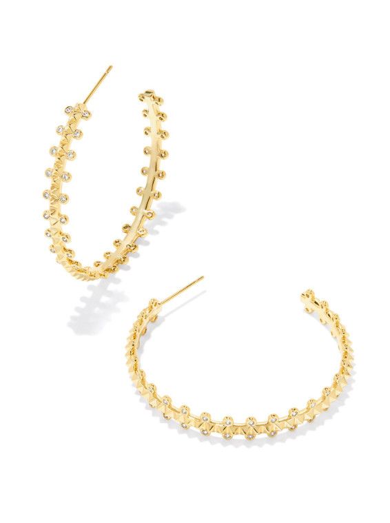Jada Hoop Earring White Crystal, Color: Gold