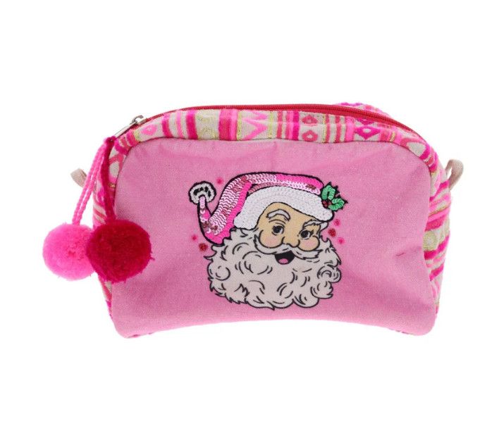 Tickled Pink Santa Zipper Pouch