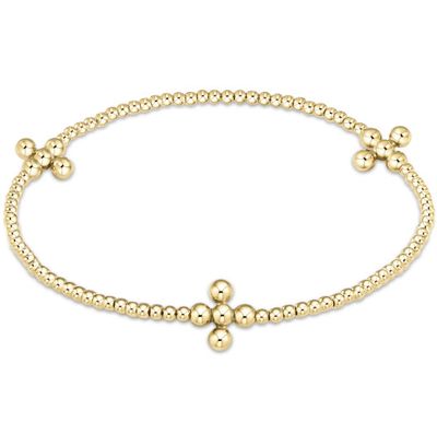 Signature Cross Gold Pattern Bead Bracelet Classic Beaded Signature Cross Gold