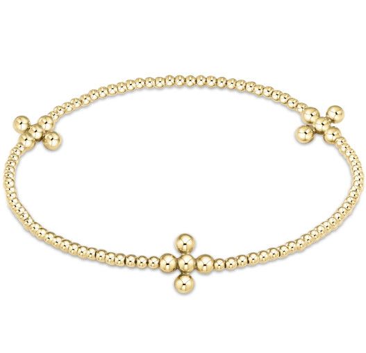 Signature Cross Gold Pattern Bead Bracelet Classic Beaded Signature Cross Gold