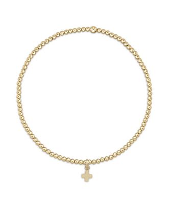 Classic Gold 2mm Bead Bracelet Signature Cross Gold Charm