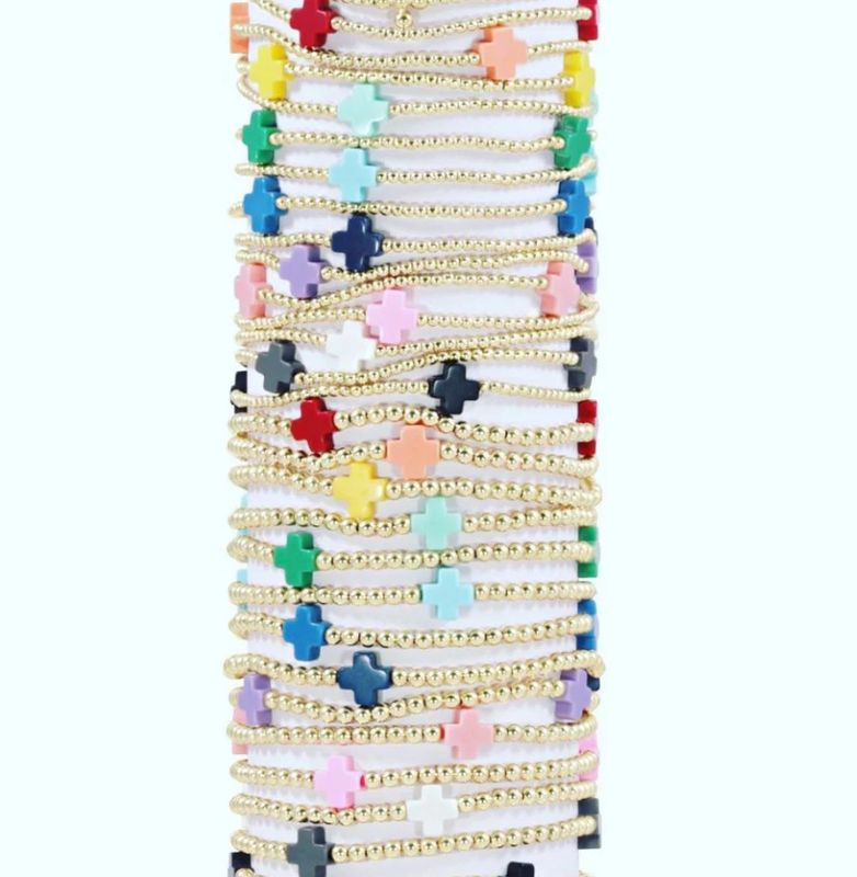 Enewton EXTENDS Signature Cross Gold Pattern 3mm Bead Bracelet