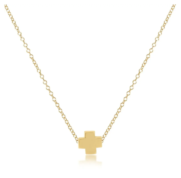 Gold Signature Cross 16&quot; Gold Necklace