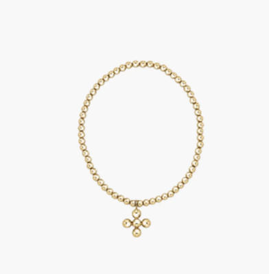 Classic Gold 3mm Bead Bracelet Classic 4mm Beaded Signature Cross Gold Charm