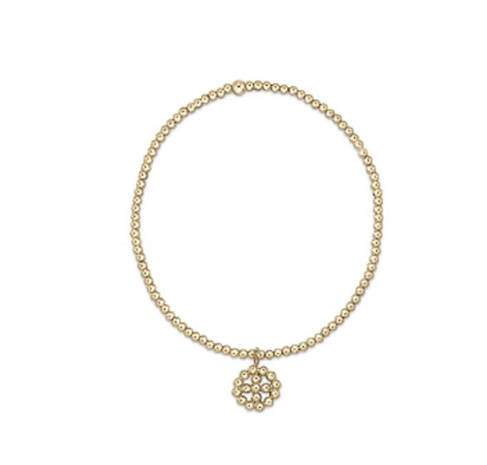 Classic Gold 2mm Bead Bracelet Classic Beaded Signature Cross Halo Small Gold Charm