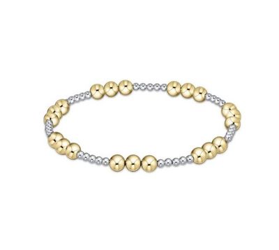 Classic Joy Pattern Bead Bracelet Mixed Metal