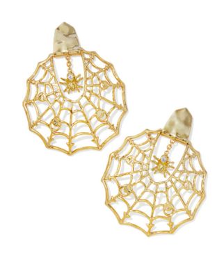 The Spider Web Statement Earring  White Crystal
