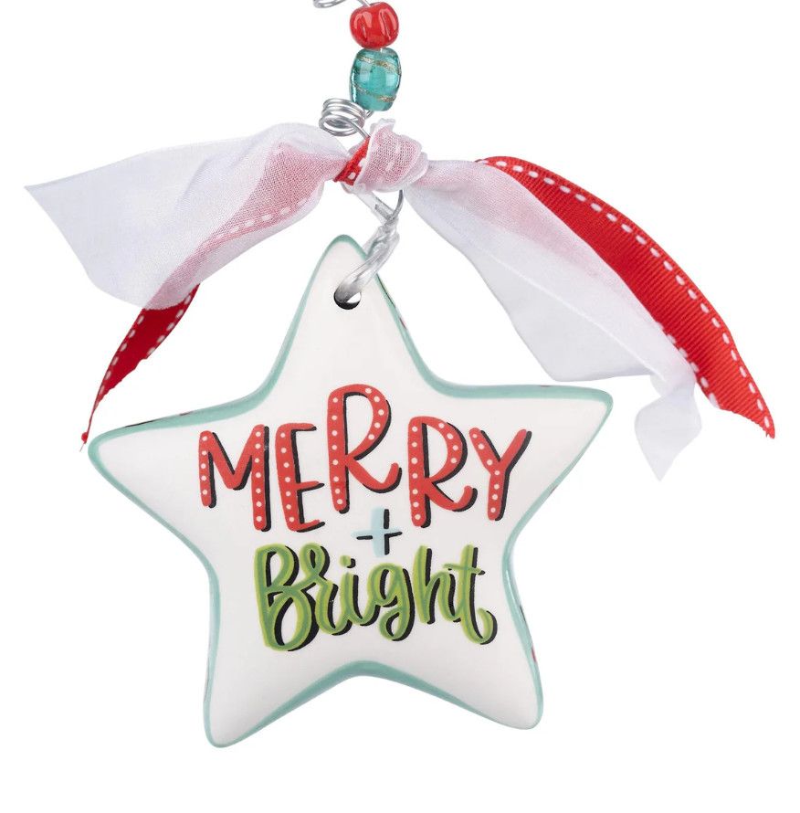 Retro Merry &amp; Bright Star Ornament