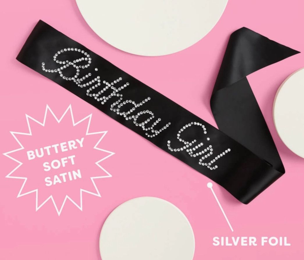 Birthday Girl Black Rhinestone Sash