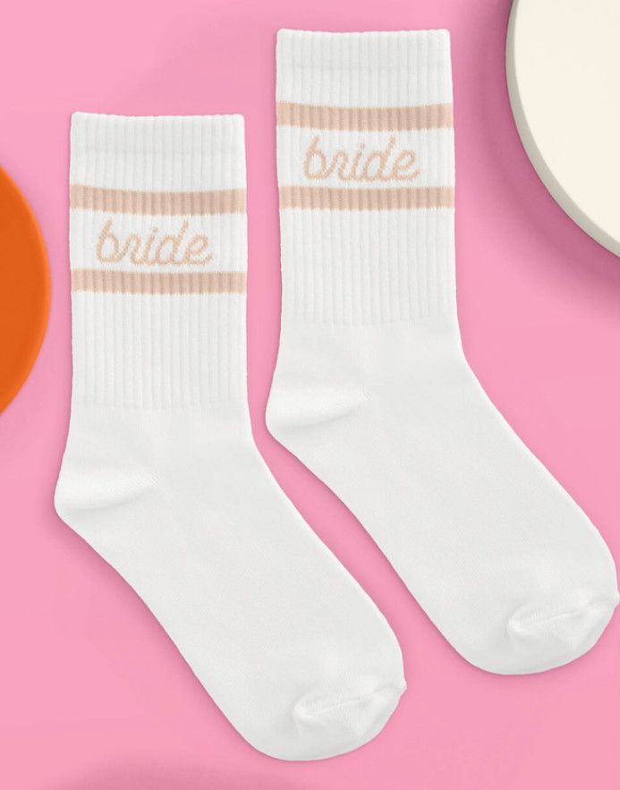 Beige Bride Tube Socks
