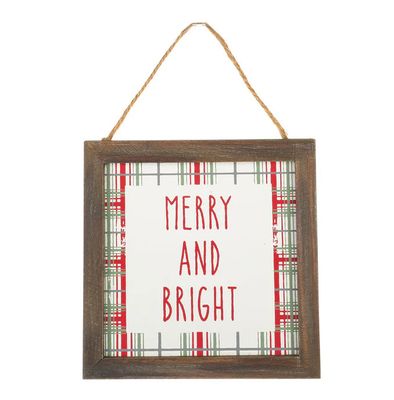 Merry + Bright Plaid Framed Ornament