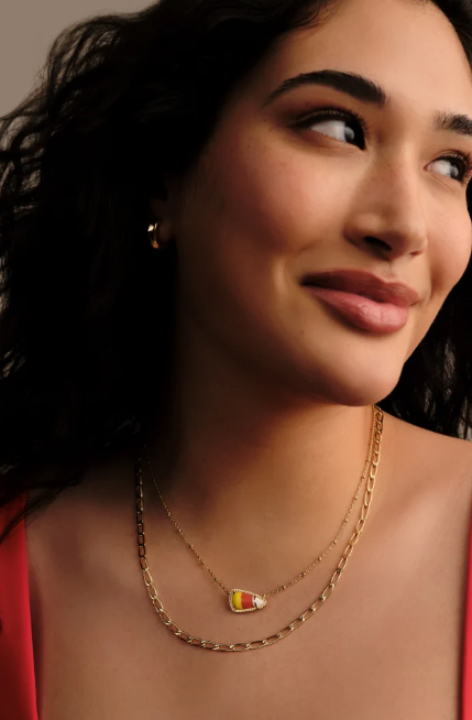 The Candy Corn Gold Short Pendant Necklace in Candy Corn Magnesite