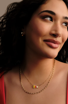 The Candy Corn Gold Short Pendant Necklace in Candy Corn Magnesite