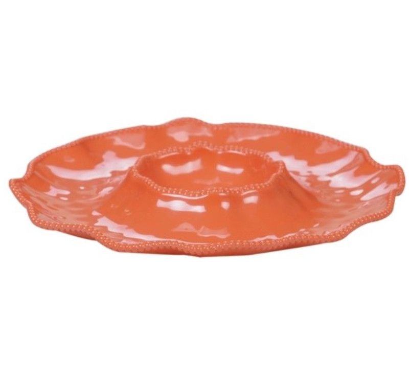 Perlette Coral Melamine Chip + Dip Server