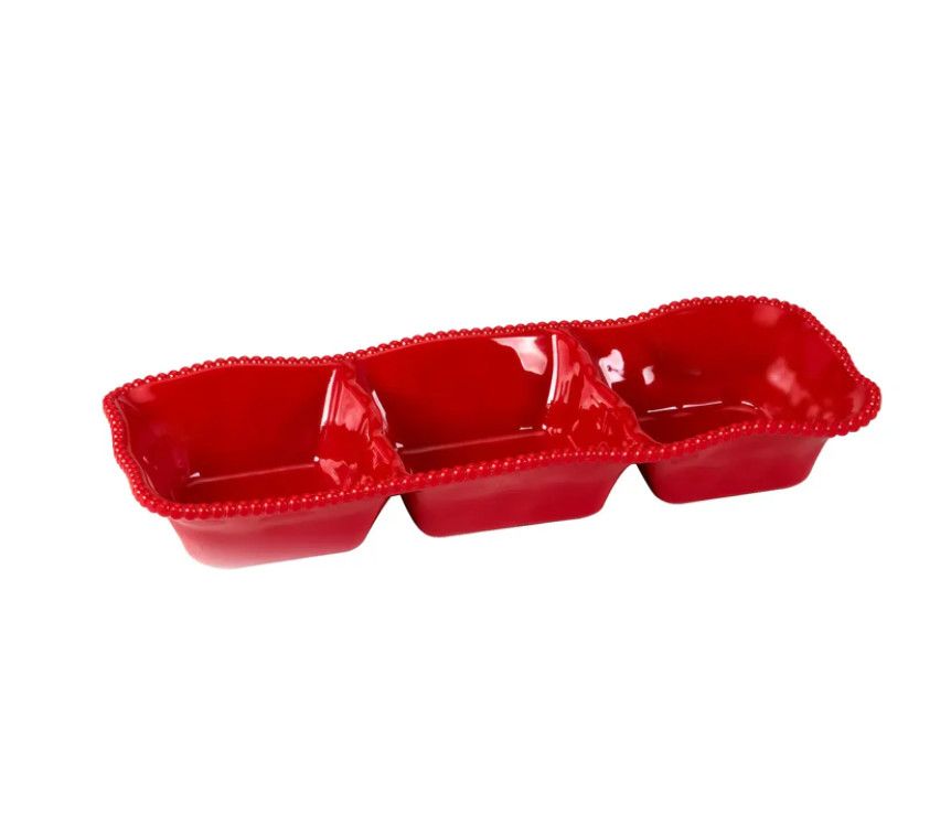 Perlette Red Melamine 3 Section Server