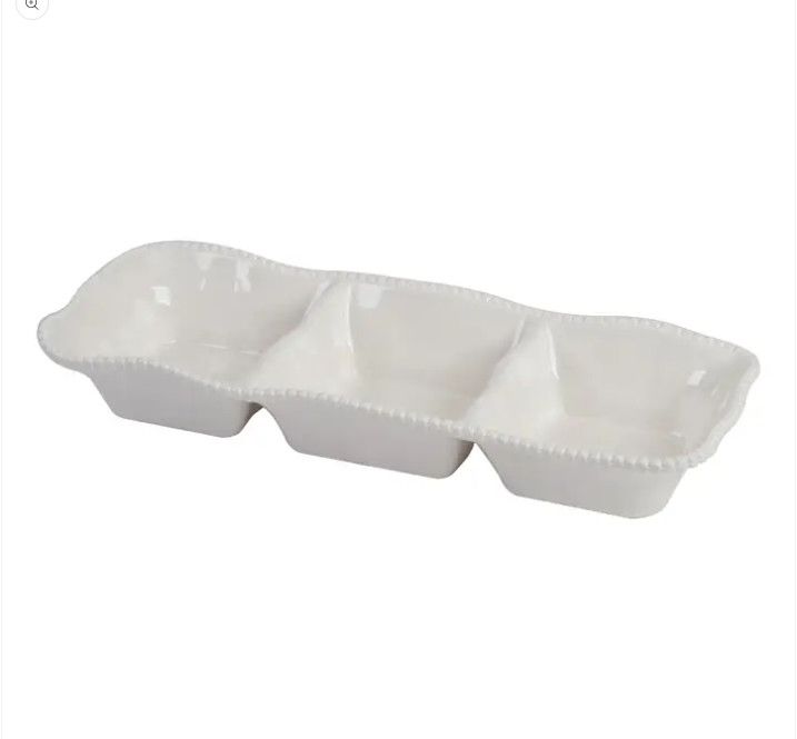 Perlette Cream Melamine 3 Section Server