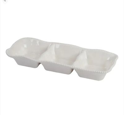 Perlette Cream Melamine 3 Section Server