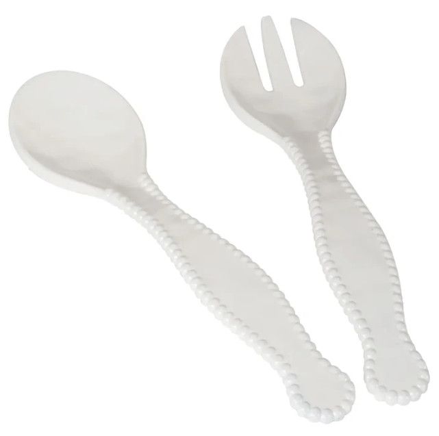Perlette Cream Melamine 2 Piece Salad Server Set