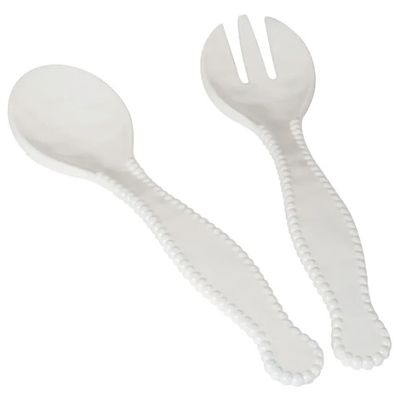 Perlette Cream Melamine 2 Piece Salad Server Set