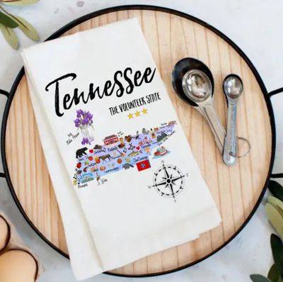 Tennessee State Map Souvenir Tea Towel