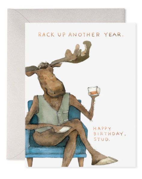 Harvey Moose Esq. Stud Birthday Card