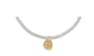Classic Sterling 2mm Bead Mixed Metal Bracelet Inspire Small Gold Charm