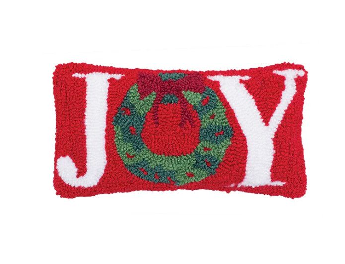 Joy Wreath Hooked Pillow