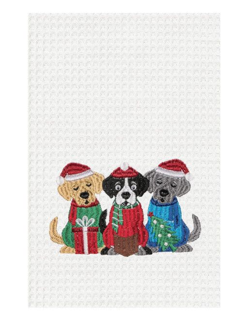 Caroling Dogs Tea Towel
