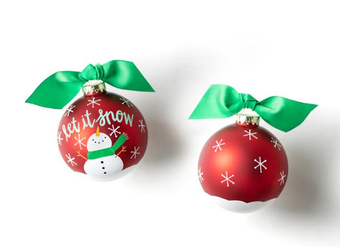 Snowman Let it Snow Glass Ornament