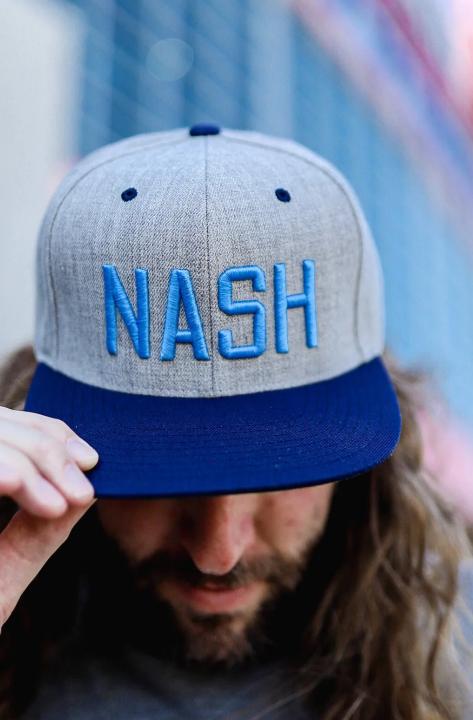 The NASH Classic Flat Bill Hat Heather + Navy + Blue