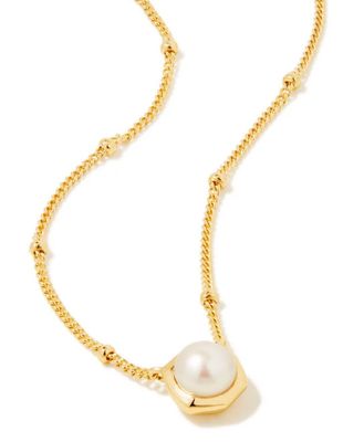 The Davie Pearl 18k Gold Vermeil Pendant Necklace in White Pearl