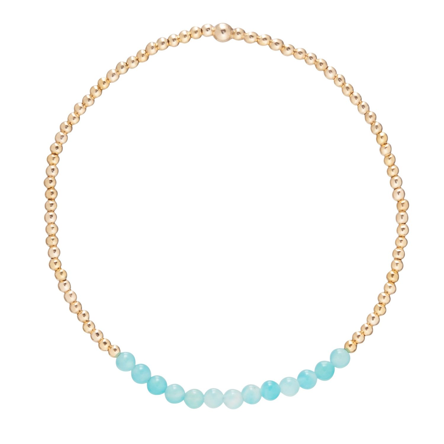 Gold Bliss 2mm Bead Gemstone Bracelet, Color: Amazonite