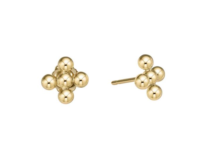 Classic Beaded Signature Cross Stud Gold Bead, Size: 3mm