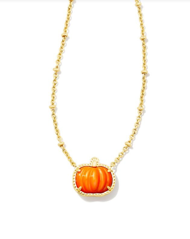 The Pumpkin Short Pendant Orange Mother of Pearl, Color: Gold