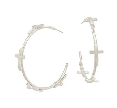 The Paul Cross Hoop Earrings, Color: Silver