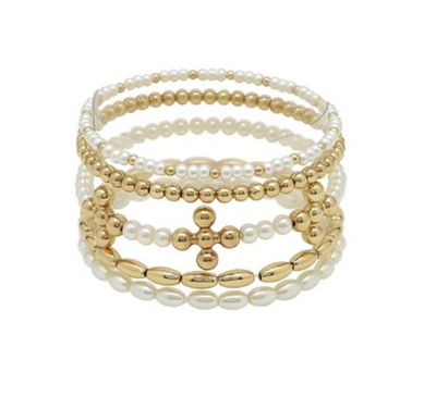 The Goldie Pearl Stack, Color: Gold