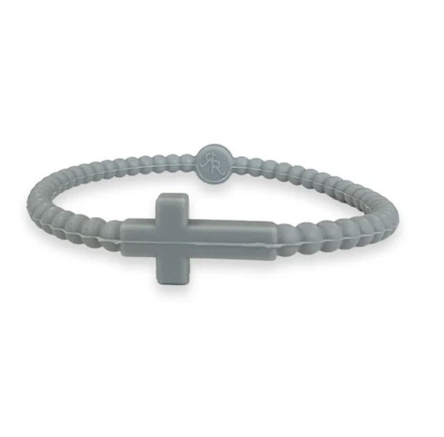 Jesus Cross Silicone Bracelet Charcoal, Size: Small