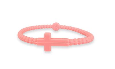 Jesus Cross Silicone Bracelet Peach, Size: Small