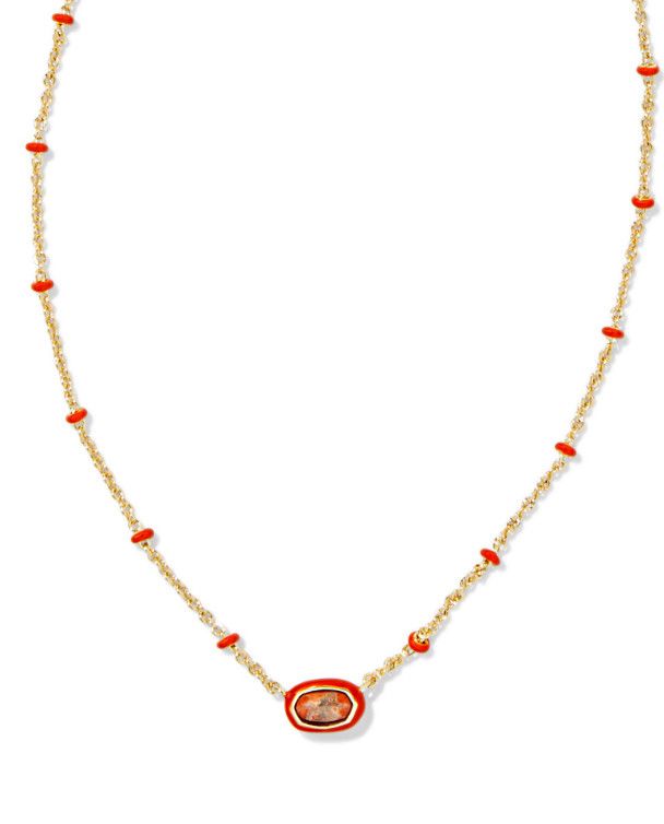 The Mini Elisa Frame Pendant Gold, Color: Varigated Orange