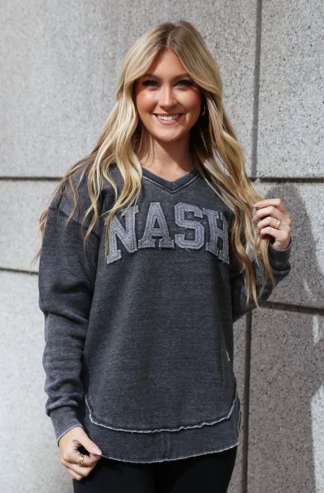 The NASH™ V-Neck Applique Poncho, Color: Black, Size: M