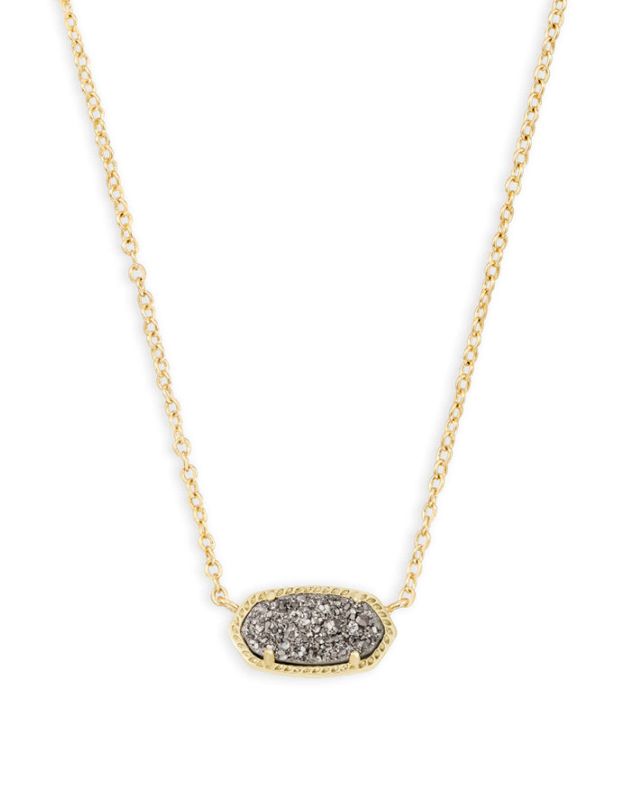 The Elisa Pendant Necklace in Platinum Drusy