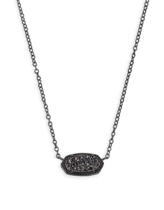 Elisa Pendant Necklace in Black Drusy