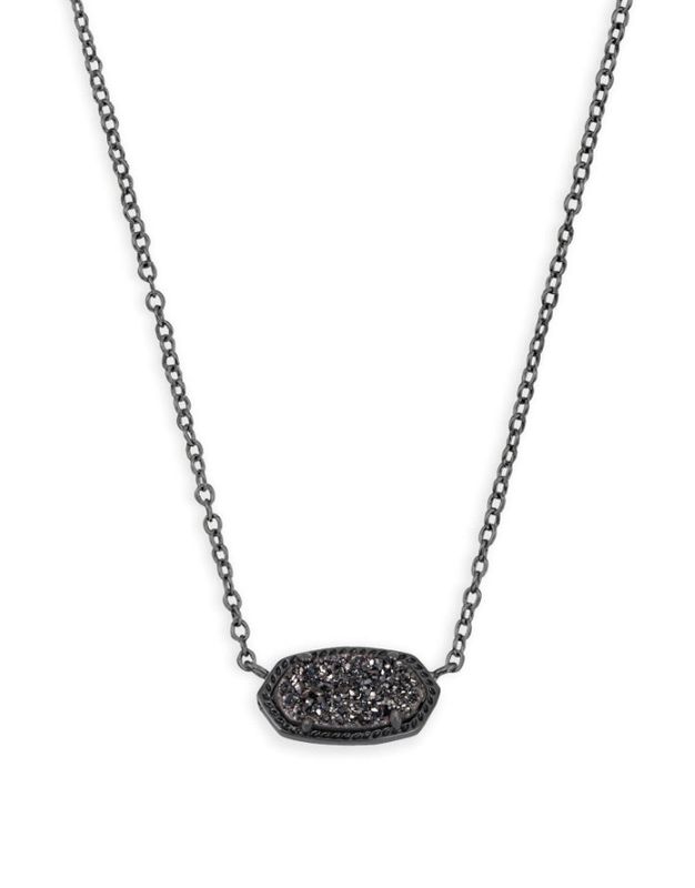 Elisa Pendant Necklace in Black Drusy