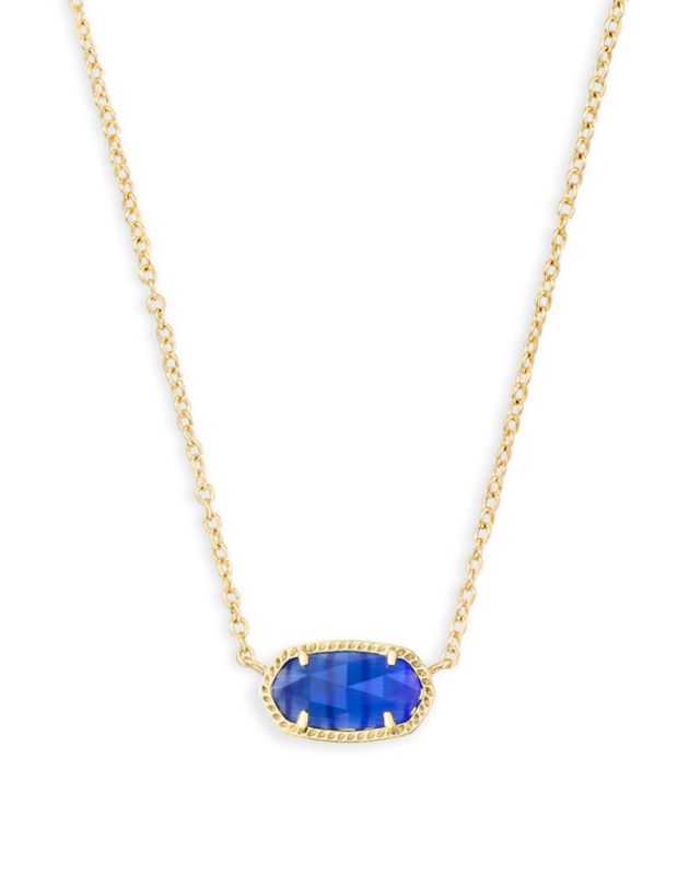 The Elisa Pendant Necklace in Cobalt Cats Eye